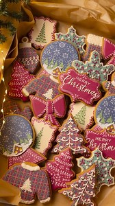 5.2K views · 1.1K reactions | This year’s Christmas cookies These are mostly decorated with the wet on wet royal icing technique except for a few details that are piped with medium consistency (soft peak) royal icing. My tutorials and recipes are in the Cookie Art Club! Made with natural food coloring from @thesugarart #christmascookies #christmascookiebox #holidaybaking #holidaytraditions | SweetAmbs | Facebook