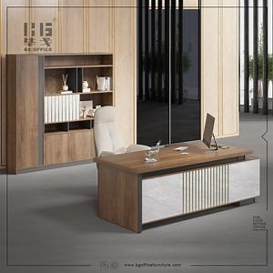 [Hot Item] Modern Computer Office Table Brown Wooden Furniture L Shaped Executive Manager Desk Modern Office Furniture Director Desk