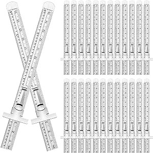 PerKoop 72 Pcs 6 Inch 15 cm Pocket Ruler Precision Stainless Steel Ruler with Detachable Clips Scale Gauge Metal Ruler Flexible Measuring Tools for School, Office, Home, Architects and Engineers