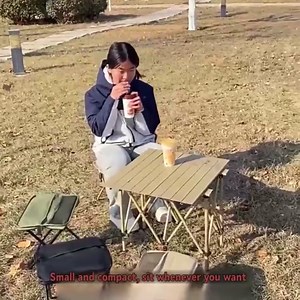 Foldable Backpack Stool,Portable Stool for Mountaineering and Hiking, Outdoor Zipper Pack Folding Chair for Traveling, Camping, Fishing and Subway, Maximum Weight 330 Lbs ﻿ (Khaki, Small)