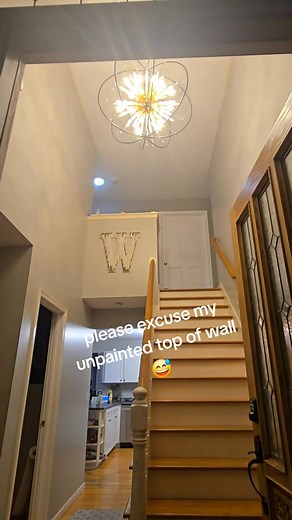 Chandelier update, I have been searching 3 years for the perfect chandelier for my foyer & the idea I have for it (stairs will be updated soon) Amazon for the win! David Worstell #beforeandafter #renovation #chandelier #fyp #foyer | Amanda Worstell