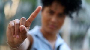 Black Woman Shaking Finger In Negation Stock Footage SBV-348476561 - Storyblocks