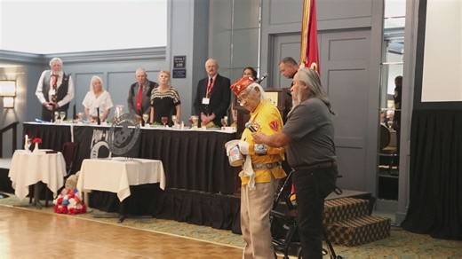 Navajo Code Talker Thomas Begay sings the Marine's Hymn in Navajo