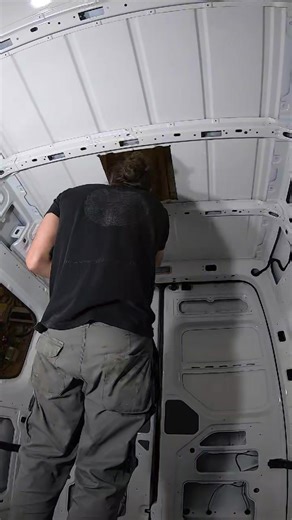 Finishing the window cutouts and cutting holes in the roof for the skylight and Maxxfan. 👌 #vanlife #vanbuild #vanconversion #vwcamper #vanbuildseries #vwcampervan #travel #explore | Land Pirate Conversions