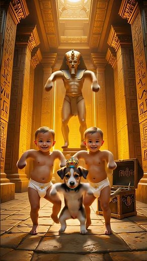 👑 Twin Babies & Royal Puppy in Ancient Egyptian Temple | Funny & Cute Adventure 🐶👶✨