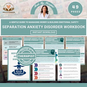 Separation Anxiety Disorder Workbook | Printable Anxiety Worksheets for Teens & Adults | Coping Skills,  CBT Tools