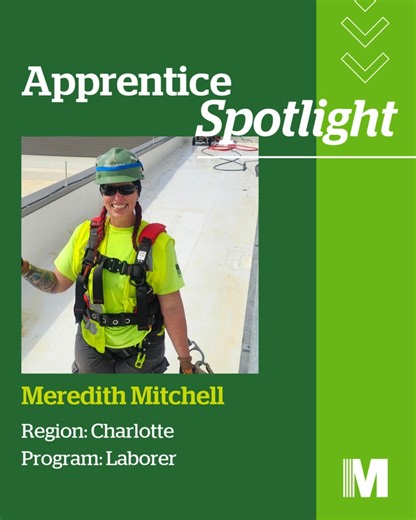 Learn more about Meredith Mitchell, a Laborer Apprentice from our Charlotte region. Meredith joined the apprenticeship program to expand her knowledge and gain hands-on experience in the trades she’s most passionate about. She loves that creativity is encouraged on the job. We’re proud to have Meredith on our team and can’t wait to see how she continues to grow and share her skills with others. #WeAreBuilding #CareersinConstructionMonth | Messer Construction Co.
