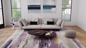 Washable Rugs 8x10 Area Rugs for Living Room: Modern Print Abstract Rug, Non-Slip Rubber Backing for Bedroom Dining Room, Large Carpets for Dorm Kids Girls Room Home Decor Aesthetic, Purple