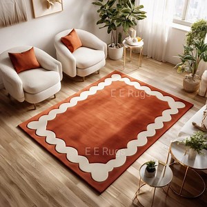 Tapis contemporain, 8 x 5 pi, blanc rouille festonné pour salon - Etsy France