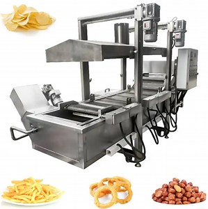 [Hot Item] Continuous Conveyor Gas Type French Fries Groundnut Peanut Frying Machine Industrial Deep Fryer