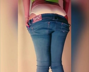 Girl poops jeans and white panties