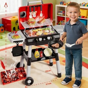 Set de joaca bucatarie pentru Copii, BBQ Grill, Set de joaca pentru gatit in camping pentru gratar, Unisex, Pentru baieti si fete, Legume de jucarie, Ustensile, Jucarii, Simulare Gatit, Rosu - eMAG.ro