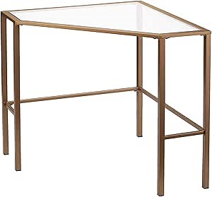 SEI Furniture Keaton Metal/Glass Corner Desk – Soft Gold