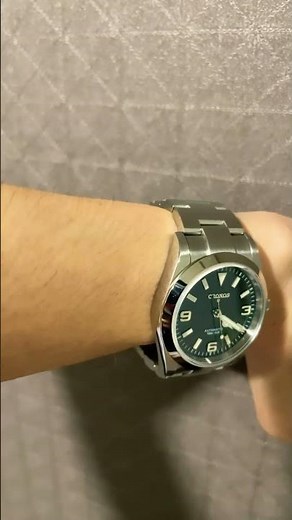 ⏱️✨ Girl revealing Cronos Explorer Homage on a Tiny Wrist: Big Style in a Small Package! 🌟👀