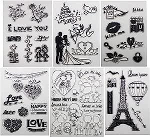 Clear Stamp happy valentines day kiss you love blooms envelope DIY Scrapbook Card embossing template transparent stamp