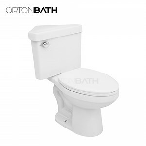[Hot Item] Ortonbath Compact Corner 2 Piece Toilet Siphonic Toilet for Bathrooms Comfortable Power Flush High-Efficiency White Two Piece Toilet with Round Bowl
