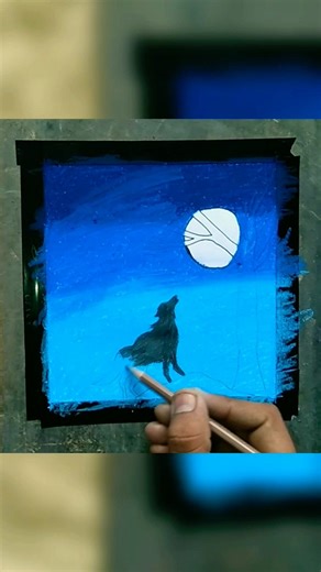 how to draw wolf painting with oil pastels 🎨🥰🙂 #artandcraft #ytshort #painting #art #shanpaintings