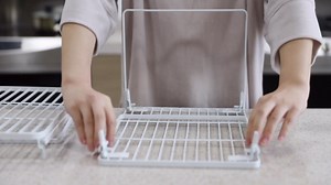 Small Stacking Shelf, Upgraded with Strong Metal, Foldable Small Stackable Shelves for Kitchen, Bathroom, Bedroom, Office, Cabinet Shelf, Sturdy, White, Large