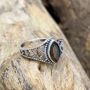 Smokey Quartz 925 Sterling Silver Ring, Natural Smokey Topaz Gemstone - Etsy
