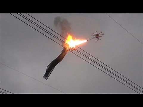 Flame-Throwing Drone Removes Net Entangled in China Power Line