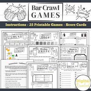 Bar Crawl Games | Adult Drinking Games | Pub Crawl Games | Find Someone Who Game | Scavenger Hunt | 25 Printable Bar Crawl Games | Bar Bingo - Etsy Australia