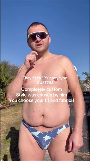 The full #tryon of his custom @Muscle Potential suit. Pick from their range of fabrics and designs!! #swimbriefs #speedos #menswimwear #bodypositivity