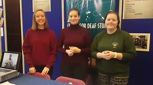 Our Centre for Deaf Studies, Trinity College Dublin students welcoming everyone to #TrinityOpenDay TCD Sign Language Society | Trinity College Dublin