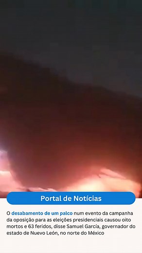 #mexico ▶️ O acidente aconteceu por volta das 18:00 (00:00 de hoje em Lisboa), durante um evento que fazia parte da campanha de Jorge Álvarez Máynez, candidato presidencial do Movimento Cidadão, na capital estadual, Monterrey | Impala.pt - Portal de Notícias | Facebook