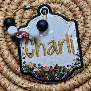 Glitter Bag Tag Embroidery Design With Clear Vinyl Back to School - Etsy