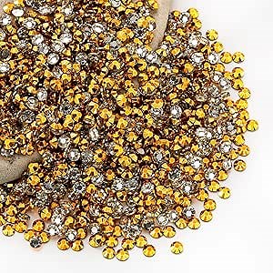 Gold Rhinestones Bulk, 10000PCS Flat Back Round Jelly AB Rhinestones Non-Hotfix Crystal Gems Wholesale for Crafts Makeup Nails Face Tumblers Clothes Shoes Handmade Decoration 3mm