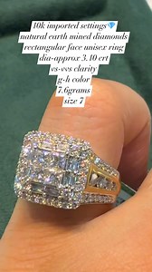3.3K views · 7 comments | 10K Imported Settings Natural Earth Mined Diamonds Rectangular Face Unisex Ring Dia-Approx 3.10 crt VS-VVS Clarity G-H Color 7.6grams Size 7 | Shellas Gold Collection | Facebook