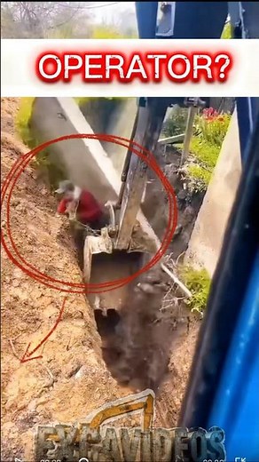 Seconds from Disaster! Operator Grabs Collapsing Wall and Saves a Life! 😱 #WorkAccident #excavator