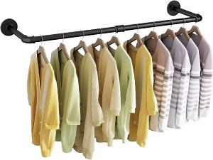 [Hot Item] Wall Mounted Industrial Pipe Clothing Rack Garment Rack Space Saver Hanging Clothes Rack