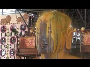 A shower of milk and turmeric for Lord Bahubali