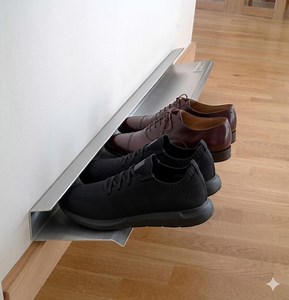 Wall Mounted Shoe Rack – Stainless Steel Minimalist Entryway Organizer, Space Saving Shoe Shelf - Etsy