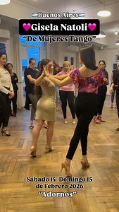 🙋🏻‍♀️Este finde en Buenos Aires 🇦🇷❤️!!! ❤️ “DE MUJERES TANGO” (Sexta Edición) ❤️ Idea y Organización: GISELA NATOLI 👉Objetivo: Profundizar y Perfeccionar la Calidad Técnica e Interpretativa del rol de la Mujer en el Tango, el Vals y la Milonga a través del Estudio y/o Conocimiento, la Práctica constante y la “ACTITUD”. Se trabajará en esta Edición con la interpretación Musical de la Orquestas: del “MAESTRO”: Osvaldo Pugliese y del “REY DEL COMPÁS”: Juan D’Arienzo. 👉Sábado 14 y Domingo 15 d