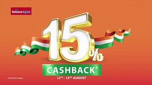 Reliance Digital offers 15% CASHBACK this Independence Day on the latest mobiles, laptops, TVs, refrigerators & more. Valid till 15Aug. T&C To know more visit us at: https://goo.gl/xuFFqE | Reliance Digital