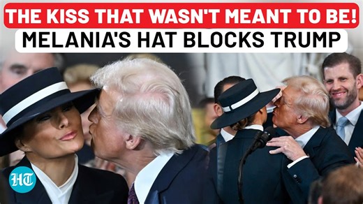 #DonaldTrump awkwardly failed to kiss his wife #MelaniaTrump on the cheek moments before he was sworn in as president for the second time. | Hindustan Times