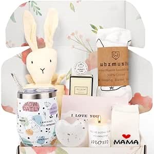 New Mom Gifts - 9PCS New Mom Care Package After Baby, Baby Gifts for Girls, First Time Mom Essentials, New Mom Gifts for Women After Birth, Pregnancy Gifts for Women and Baby