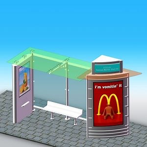 [Hot Item] Outdoor Advertising Metal Bus Stop Shelter with Advertising Bench