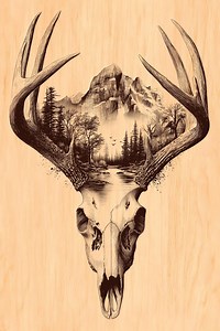 Deer Skull Laser Engraving PNG, Forest Mountain Double Exposure, Wood CNC Digital Design Art - Etsy Canada