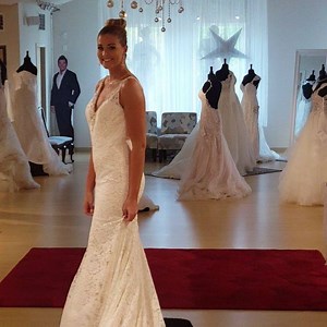 Another gorgeous new style in the David Tutera trunk show! Reservations booking fast! 517.702.1200 Loving that DEEP "V" back. #DavidTutera #Wedding #WeddingDress Time and talented given by @chloereiniggg | Fantastic Finds | Facebook