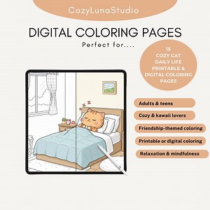 Livre de coloriage chat kawaii | Soulagement du stress confortable pour adultes (PDF imprimable) - Etsy France