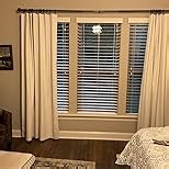 BOODII 63 Inch Blackout Curtains Linen Black Out Curtains for Bedroom 2 Panels Set Neutral Room Darkening Curtain Grayish White Thermal Insulated Curtain for Nursery Window Drapes Back Tab 52x63