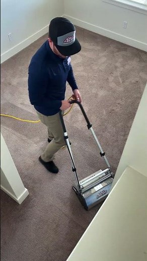 Professional carpet cleaning with low moisture encapsulation process