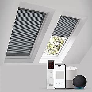 Amazon.com: ZSTARR Motorized Honeycomb Cellular Shades Electric Skylight Shades for Vertical and Skylight Windows Cordless Rechargeable Smart Blinds with Optional Solar Panel Custom Size(Grey) : Home & Kitchen