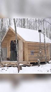 470 reactions | snowfall and cozy overnight #bushcraft #buildingahouse #camp #camping #survival #shelter #outdoors #outdoor #viral #fyp #foryou | Beautiful Cabin | Facebook