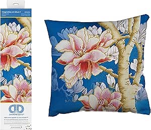 DIAMOND DOTZ Magnolias on Blue 2Floral Diamond Painting Kits for Adults - Diamond Art Kits a Relaxing Creative Craft Kit with Dotz Gems 17.7"x17.7"
