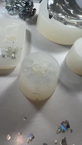 Flower blossom inspired crystal silicone mold. On gold and silver Eneryda knobs from Ikea . #moldmaking #epoxy #crystallove | Art4start