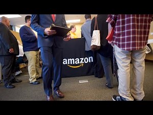 Job seekers line up to fill a variety of Amazon positions